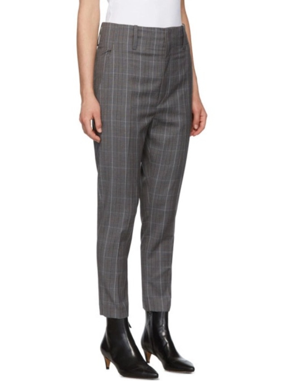 Isabel Marant Etoile gray plaid cotton trousers